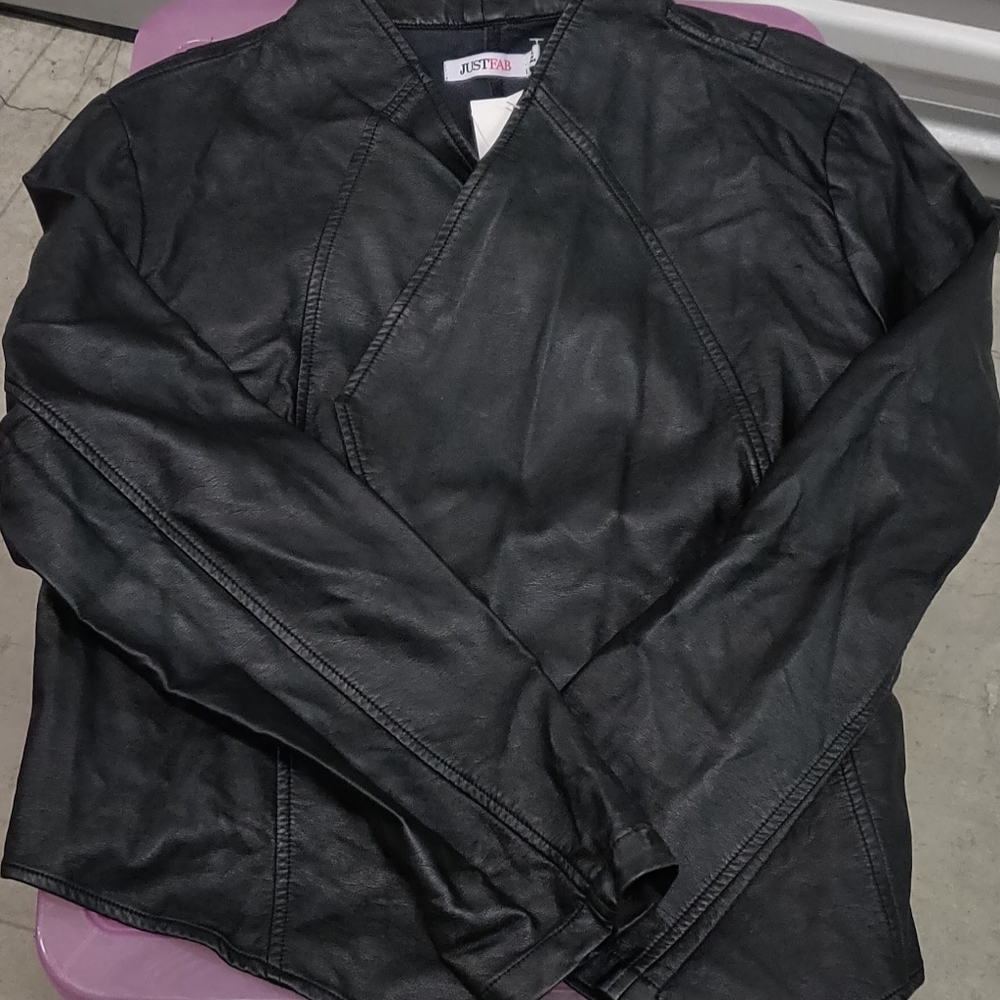 Just Fab Faux Leather Jacket size L